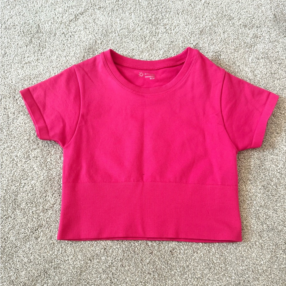 ✨ OFFLINE By Aerie Sidewalk Seamless Cropped Pink T-Shirt